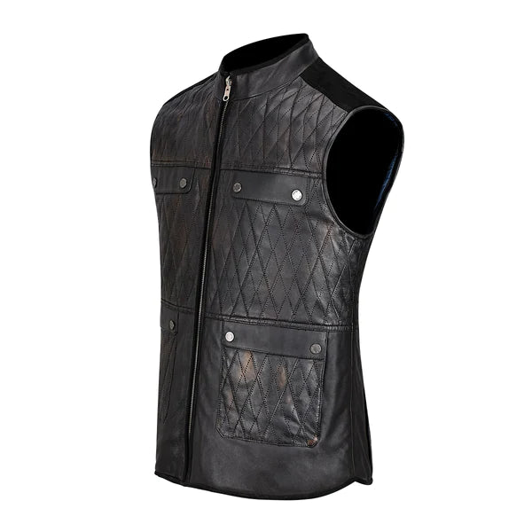 Mens doble view black leather vest Style No. H302BOB – RR Western Wear