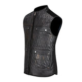 Mens doble view black leather vest Style No. H302BOB