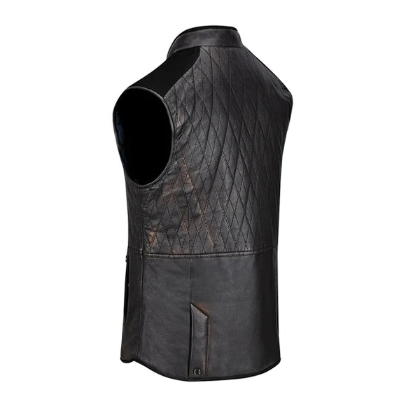 Mens doble view black leather vest Style No. H302BOB