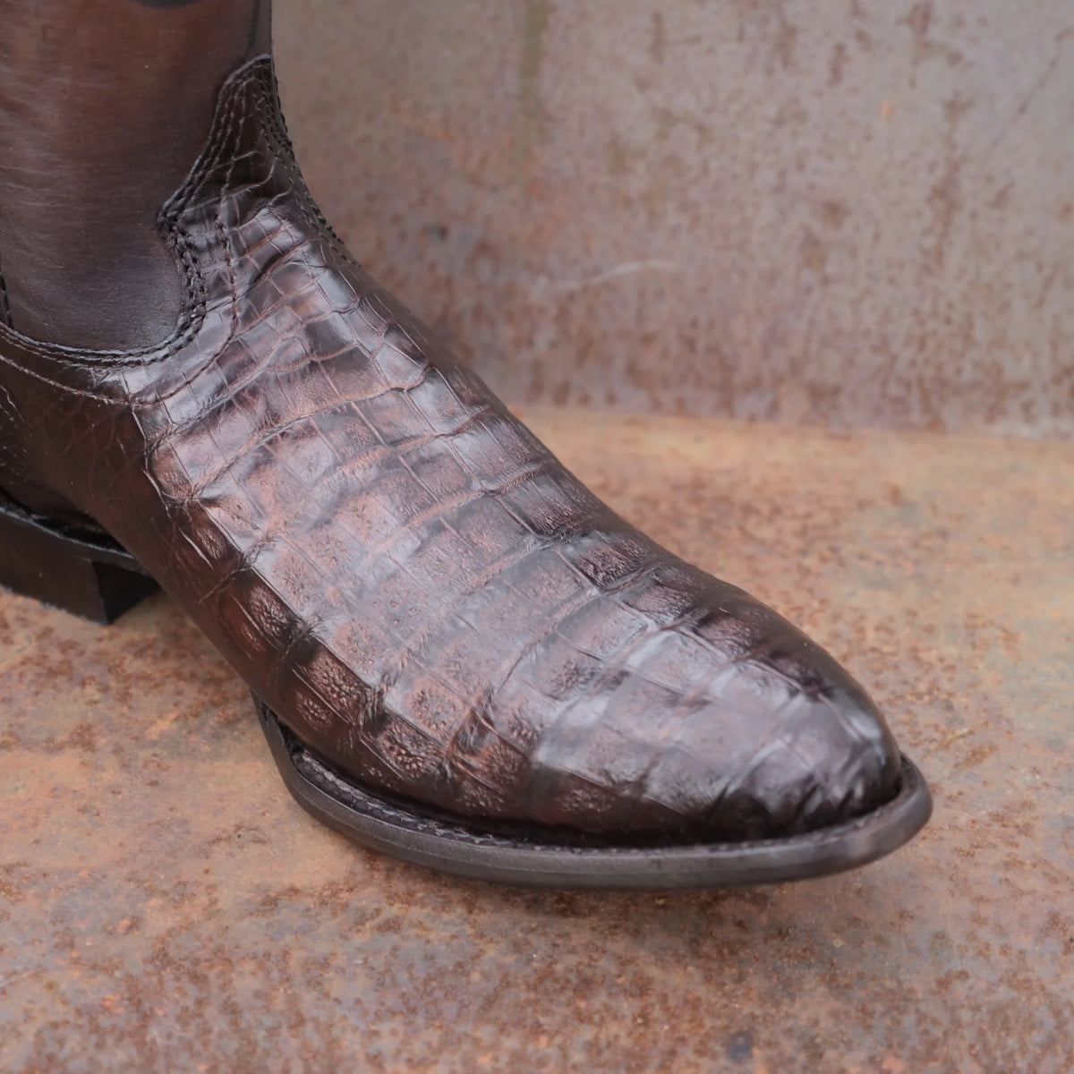 Cuadra Paris Brown Caiman Square Toe Cowboy Boots