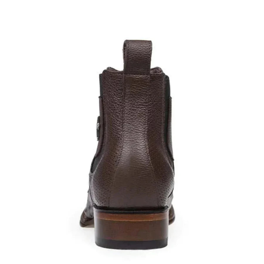 Los Altos Men's Original Smooth Ostrich Skin European Toe Short Boots - Burgundy
