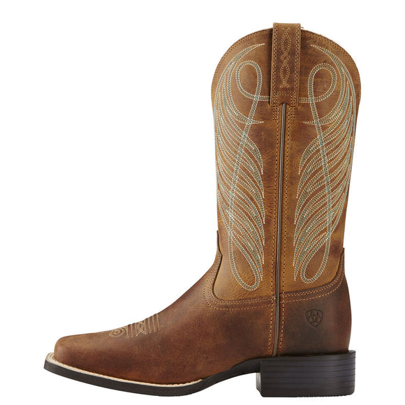 Ariat Women's Round Up Wide Square Toe Western Boot - Powder Brown