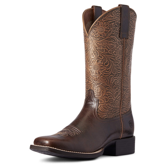 Ariat Women's Round Up Wide Square Toe Western Boot - Arizona Brown