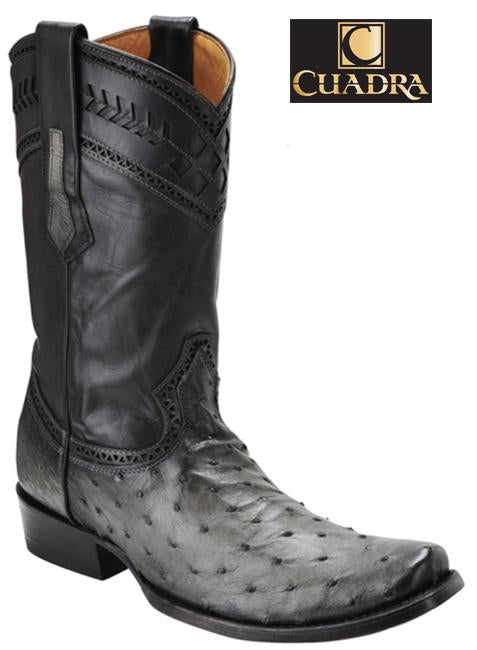 Men's CUADRA Boots Ostrich Flame Gray Semi-cuadrada - 1J30A1