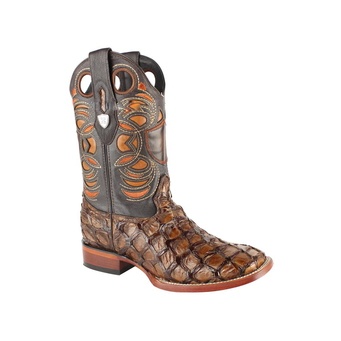 Wild West Men's Boots Square Toe Piraruccu Fish Handcrafted 28241007 EE