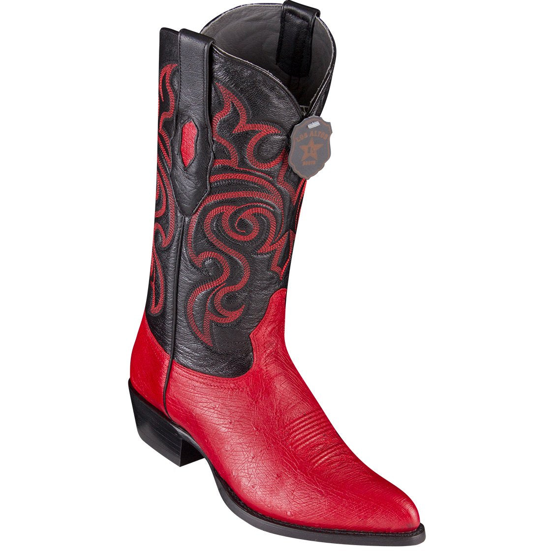 Los Altos Red Cowboy Boots For Men Los Altos Smooth Ostrich Red