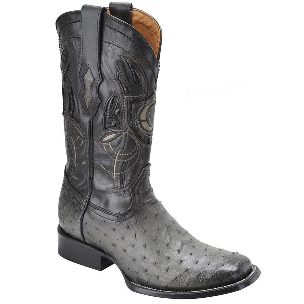 Ostrich Black | Men Square Toe Western Cowboy Boots 7 EE