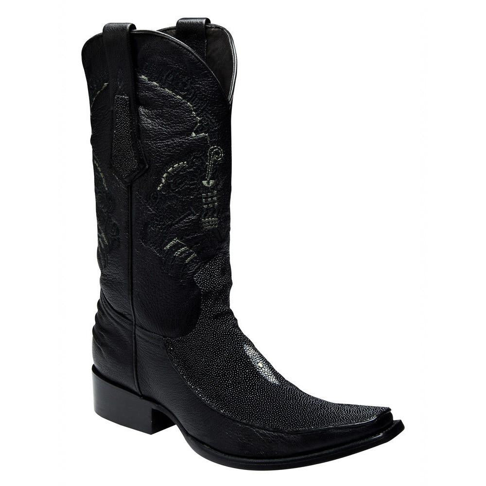 Men's King Exotic Boots Genuine Stingray European Toe Black (477bd1205)