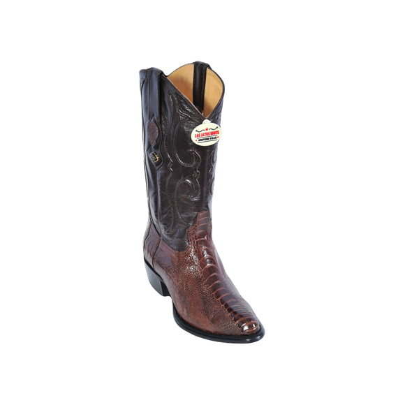 Los Altos Ostrich Leg Brown Semi Oval Boots - Brown 600507