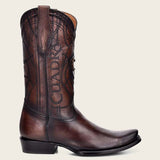 Engraved brown leather western boot Style No. 1J1NRS