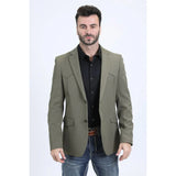 Platini Men's Double Button Western Blazer Olive BLW10820