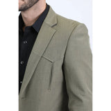 Platini Men's Double Button Western Blazer Olive BLW10820