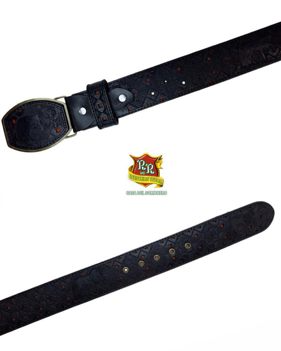 RRango Men's Western Belt 2 Inch Laser horse black
