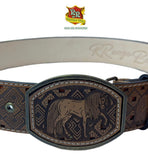 RRango Men's Western Belt 2 Inch Laser horse Cafe