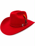 RRango Hats Rodeo Fine Wool Felt Cowboy Hat Red