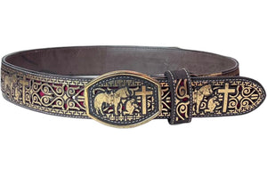 RRango Men's Western Belt 2 Inch Wide Laser Horse Cross