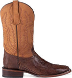 CIRCLE G by Corral Brass & Yellow Mens Ostrich Square Toe Boots L6059