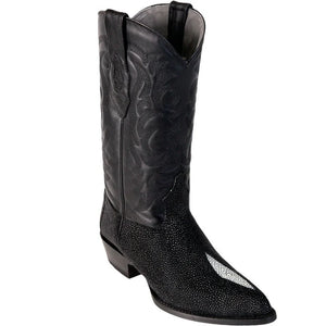 Los Altos Black Stingray Single Stone J Toe Cowboy Boots 991205