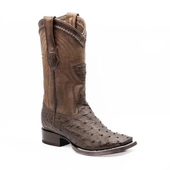pointed toe ostrich skin boots