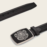 Black leather western belt with genuine stingray leather