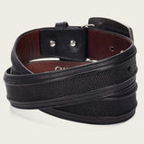 Black leather western belt with genuine stingray leather