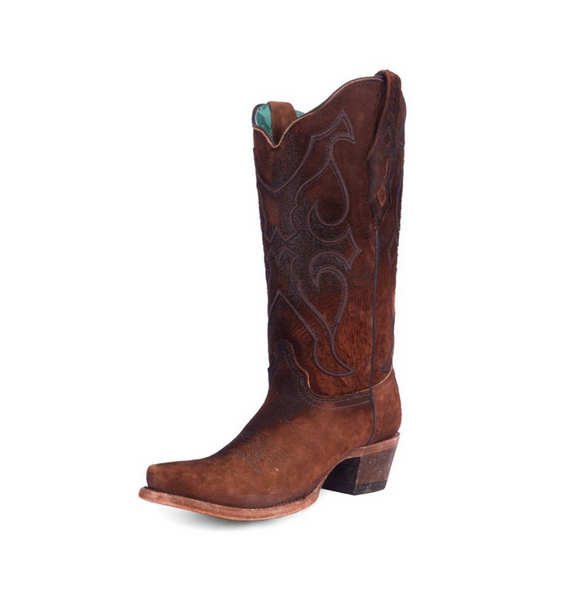 Corral Women's Brown Lamb Embroidery Snip Toe Boots Style No. Z5205 BROWN