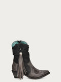 BLACK LAMB SIDE FRINGE BOOTIE Style No. F1256