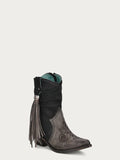 BLACK LAMB SIDE FRINGE BOOTIE Style No. F1256