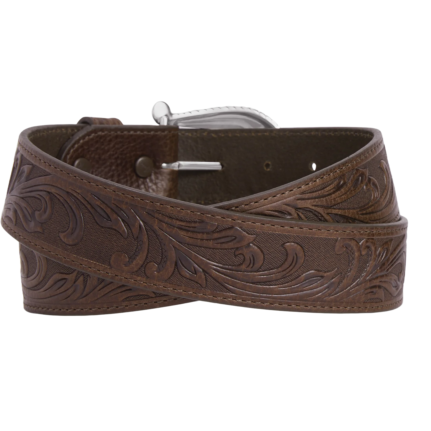 Justin C20555 Brown Tooled Leather Rhinestone Cross Western Belt 36 Justin Belts Brown Leather Belt Rhinestone Cross Buckle Sz  main image 2