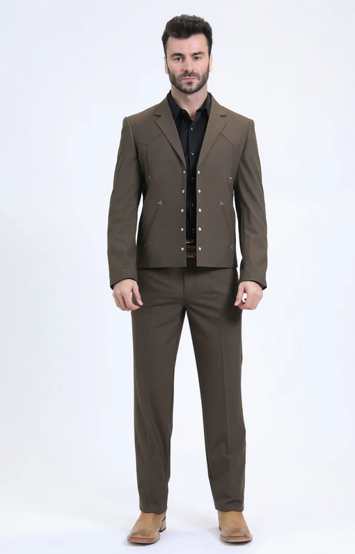 Platini Traje Men's Western Sport Brown Suit