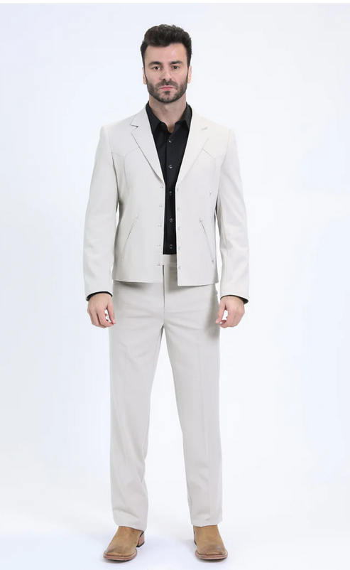 Platini Traje Men's Western Sport White Suit