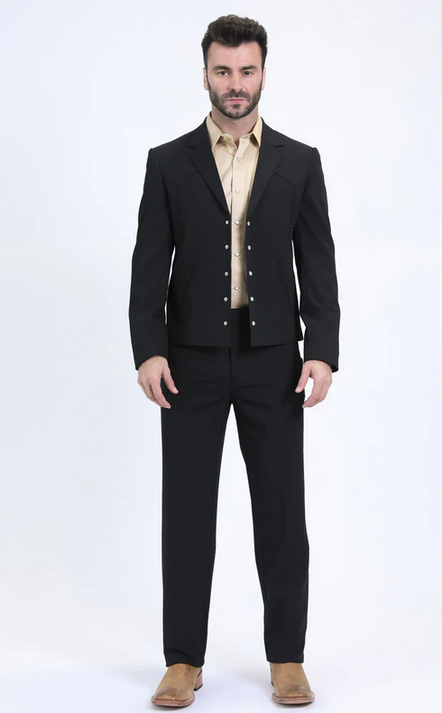 Platini Traje Men's Western Sport Black Suit