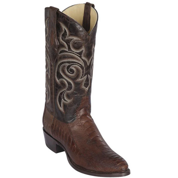 Los Altos Mens Round Toe Ostrich Leg Greasy Finish Cowboy Boot 65G0507