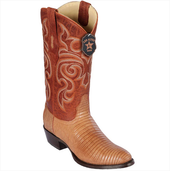 Los Altos Lizard Teju R-Toe Brown Cowboy Boots 65G0703 – RR  display picture 1