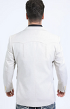 Platini Men's Double Button Western Blazer Off White BLW10938
