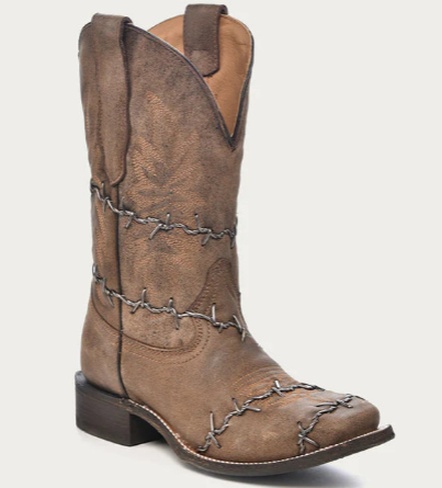 CORRAL MEN'S BARBED WIRE BROWN SQUARE TOE A3532 ** FINAL SALE****
