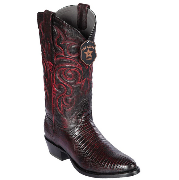 Vintage Teju Lizard Exotic Skin Cowboy
Boots - Black Cherry / Burgundy Mens Burgundy LIZARD Teju Printed LEATHER Cowboy Western  main image 4