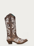 Corral Ladies Brown & White Embroidery Boots Style No. A3753