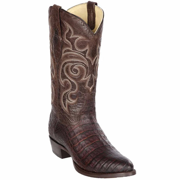 Los Altos Men's Caiman Belly Western Boots Round Toe Greasy Finish 65G8207