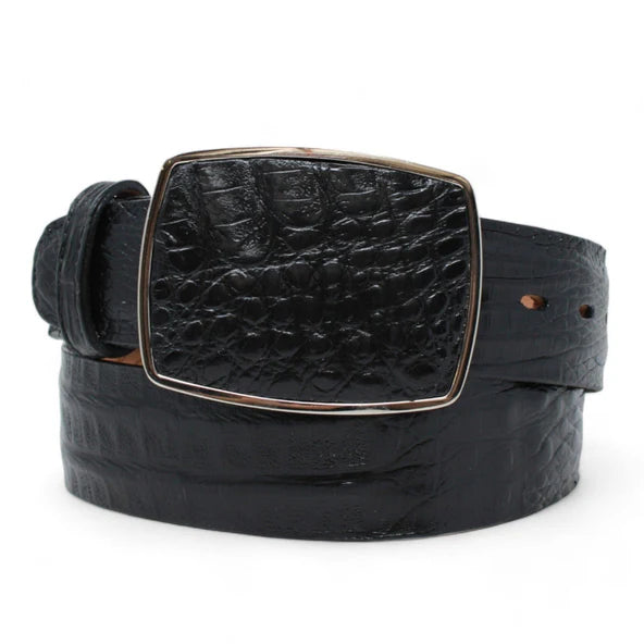 LOS ALTOS Genuine Black Eel Skin Western Cowboy Belt - Handmade - Men's