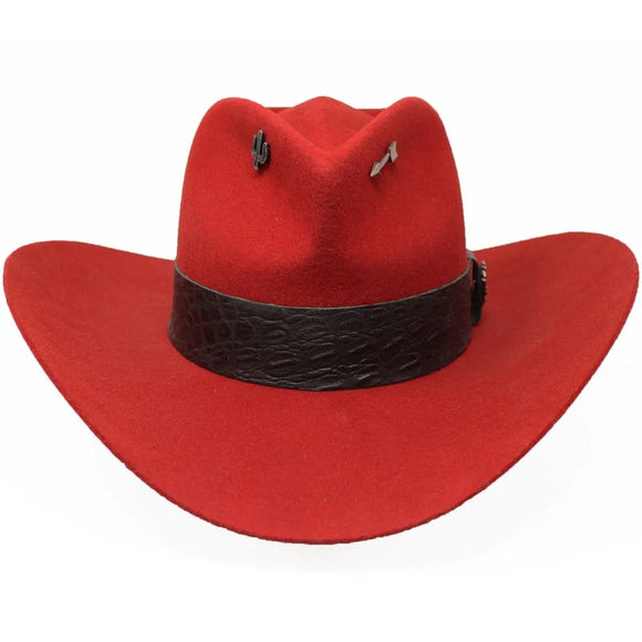 Stone 100X Unisex Cowboy Felt Hat Red