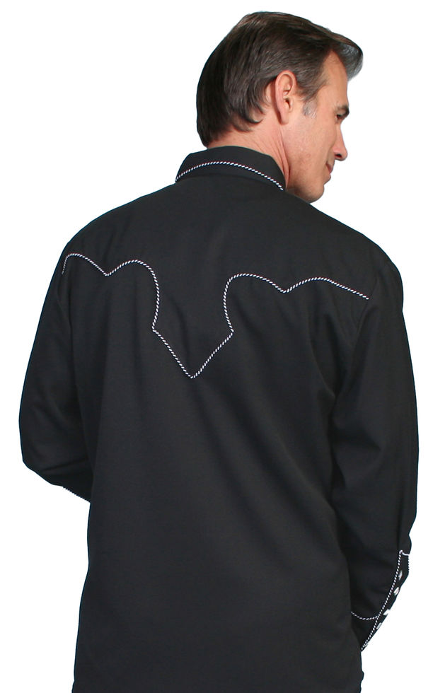 mens black western dress shirt Dark Rider Men's Embroidered Western Pearl Snap Shirt