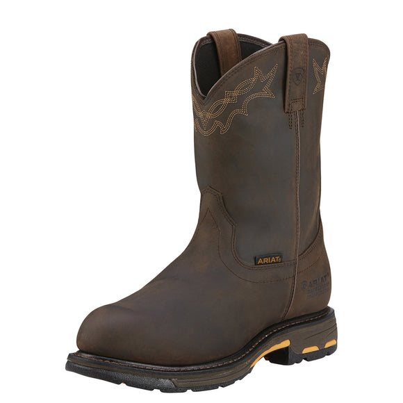 Ariat Mens Workhog Waterproof Composite Toe Work Boot Oily Distressed Brown