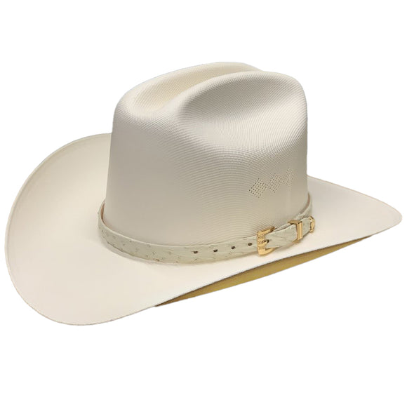 Tombstone 1000x Johnson Classic Cattleman Western Hat White Ostrish Band