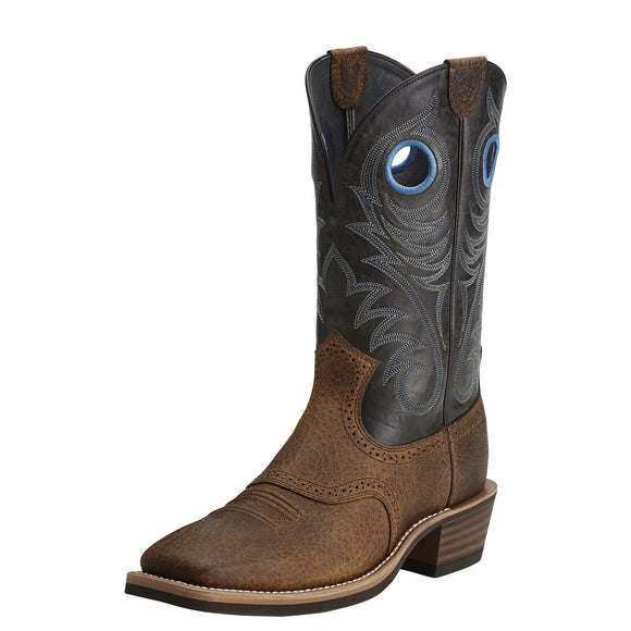 Ariat Mens Heritage Roughstock Wide Square Toe Western Boot Earth