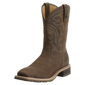 Ariat Mens Hybrid Rancher Waterproof Western Boot Oily Distressed Brown