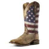 Ariat Mens Ranchero Stars And Stripes Western Boot Naturally Distressed Brown