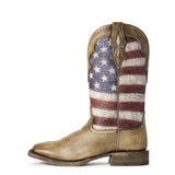 Ariat Mens Ranchero Stars And Stripes Western Boot Naturally Distressed Brown