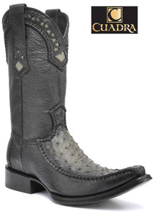 Men's CUADRA Boots Ostrich Flame Gray San Crispin - 1B27A1