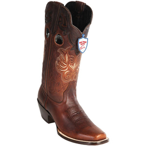 Wild West Boots Womens Genuine Leather Wild Rodeo Western Boots Color-Walnut